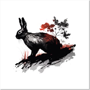 Year of the Rabbit Asian Ink Sumi-e Posters and Art